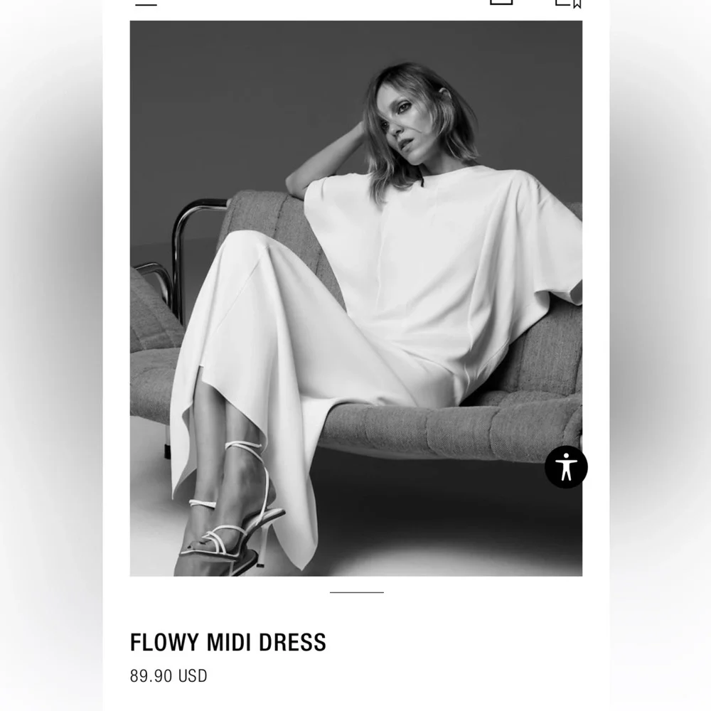 NWT ZARA Flowy Midi Dress Elegant White Maxi Dress - Picture 2 of 14